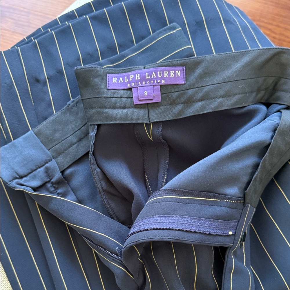 Ralph Lauren Purple Label Black Pinstripe Pants.